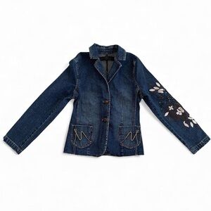Y2K Jean Jacket Embroidered Embellished by Votre Nam size 4